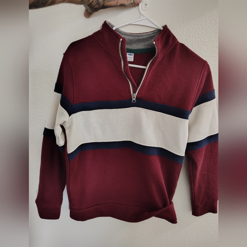 Old Navy Red and Cream Zip Up Jacket